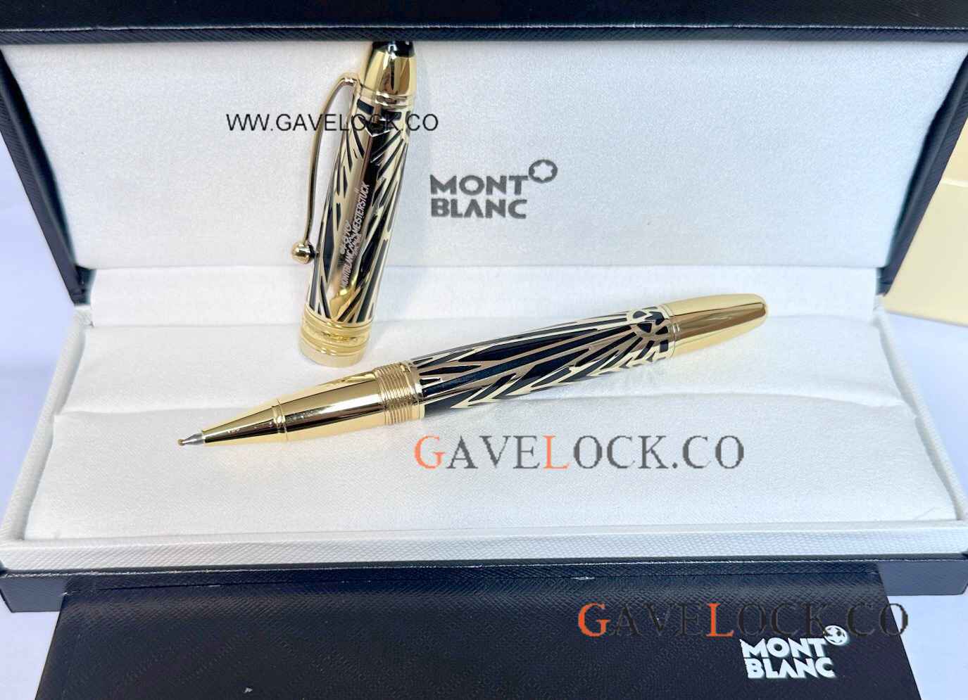 2024! Copy Mont blanc Solitaire Le Grand 100 Anniversary Gold Rollerball Pen